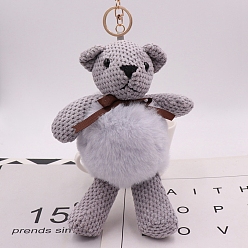 Серый Брелок из искусственного меха кролика, медведь, серые, 28 см