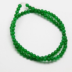 Green Natural Malaysia Jade Bead Strands, Round Dyed Beads, Green, 8mm, Hole: 1mm, about 48pcs/strand, 15 inch