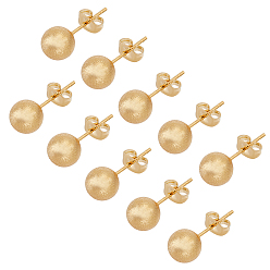 Золотой 304 из нержавеющей стали уха шпильки, гипоаллергенные серьги, , с уха орехов, круглые, золотые, 20x8 мм, штифты : 0.7 мм, 20 пар / коробка