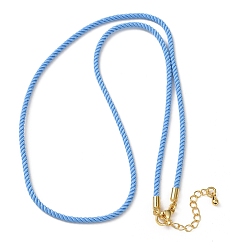 Васильковый 2мм круглый нейлоновый миланский шнур для изготовления ожерелья, с латунными выводами и 303 застежками из лобстера из нержавеющей стали, реальный 18 k позолоченный, васильковый, 18.50~18.70 дюйм (47~47.5 см)