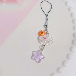 Лиловый Ремешки для мобильного телефона в виде милой мультяшной звезды из смолы, сирень, 100 мм