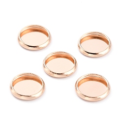 Розовое Золото 304 Настройки нержавеющей стали кабошон, чашки безель с краями, плоско-круглые, розовое золото , 10x2 мм лоток: 8 мм