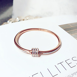 Розовое Золото 304 браслеты из нержавеющей стали с кристаллами и стразами для женщин, розовое золото , внутренний диаметр: 2-1/4 дюйм (5.7 см)