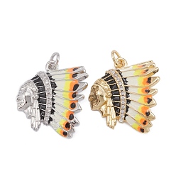 (52) Непрозрачная лаванда Латунные подвески с фианитами, с целью перехода в кольце, долговечный, без свинца и без кадмия, индийский человек, настоящее золото 18 покрытое золотом и настоящее платиновое покрытие, разноцветные, 23x20x4.5 мм, Перейти кольцо: 5x0.8 мм, 3 мм внутренним диаметром