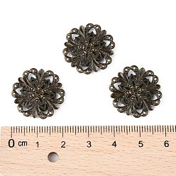 Antique Bronze Brass Cabochon Settings for Jewellery Making, Flower, Nickel Free, Antique Bronze, 20x3mm, Flat Round Tray: 12mm