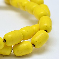 Желтый Окрашенные бочкообразные синтетические бирюзовые бусины, желтые, 12x8 мм, отверстие : 1 мм, около 31 шт / нитка, 15.7 дюйм
