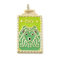 Средний Морско-зеленый Кулон из латуни микропаве с фианитами и эмалью, без кадмия, без никеля и без свинца, прямоугольные, средний морской зеленый, 45.5x25.5x2.5 мм, отверстие : 4.5 мм