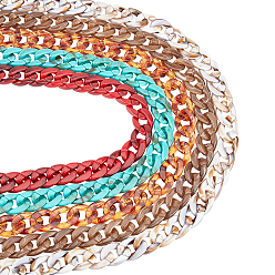 Mixed Color Handmade Acrylic Curb Chains, Imitation Gemstone, for Handbag Chain Making, Mixed Color, Link: 23x16.5x5mm, 39.37 inch(1m)/strand, 5 strands/set