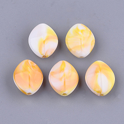 Gold Acrylic Beads, Imitation Gemstone Style, Two Tone, Horse Eye, Gold, 16x13x7.5mm, Hole: 1.6mm, about 745pcs/500g