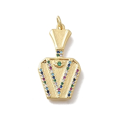 Разноцветный Латунные микро проложить подвески бутылки кубического циркония, без кадмия и без свинца, стойки покрытие, долговечный, реальный 18 k позолоченный, красочный, 28.5x15.5x3 мм, отверстие : 3.5 мм