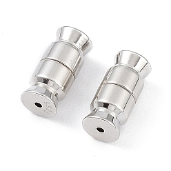 Платина Антикоррозийное покрытие родием 925 винтовые застежки из стерлингового серебра, застежки, колонка, платина, 11x5 мм, отверстие : 0.9 мм