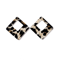 Античный Белый Прозрачные акриловые подвески, ромб с леопардовым рисунком, старинный белый, 46.5x46.5x2 мм, отверстие : 1.6 мм