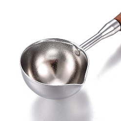 Platinum Brass Wax Sticks Melting Spoon, with Wood Handle, Platinum, 111x30x15.3mm