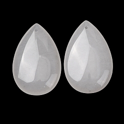 White Jade Natural White Jade Pendants, Teardrop Charms, 40.5x26x9mm, Hole: 1.4mm