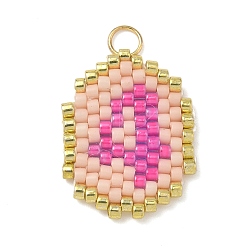 Орхидея Бисерные цифры 4 подвески, подвески из стеклянных бусин с узором ткацкого станка, с целью перехода в кольце, сиреневые, 19x14.5x1.5 мм, отверстие : 2.9 мм