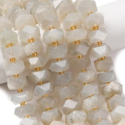 Grey Moonstone Натуральные серые бусины из лунного камня, граненые, самородки, с бисером, 10~12x10~12x5~6 мм, отверстие : 1.4 мм, около 53 шт / нитка, 14.96'' (38 см)