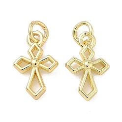 Настоящее золото 16K Латунные подвески, крест прелести, с целью перехода в кольце, реальный 16 k позолоченный, 15x9.5x3 мм, отверстие : 3.5 мм
