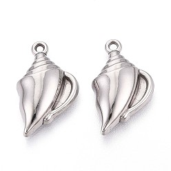 Нержавеющая Сталь Цвет 304 подвески из нержавеющей стали, очарование раковины, анти-тускнение, цвет нержавеющей стали, 21.5x12.5x4.5 мм, отверстие : 1.4 мм