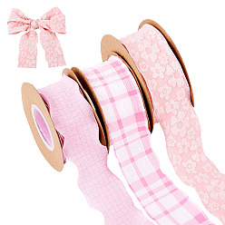 Pink 3 рулоны 3 стили складчатая полиэстеровая лента, аксессуары для одежды, для упаковки подарков, розовые, 1-5/8 дюйм (40 мм), около 9.84 ярдов (9 м) / рулон