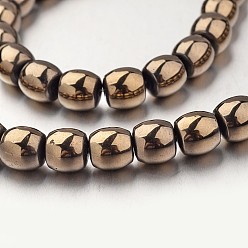 (252) Цвет внутри: морской / фиолетовый на подкладке Гальванизировать немагнитных синтетический гематит нитей бисера, барабан, античная бронза покрытие, 7x8 мм, отверстие : 1 мм, около 50 шт / нитка, 15.7 дюйм