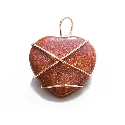 Камень с Пылевым Золотом Синтетические голдстоуновские подвески, сердце прелести, 20 мм