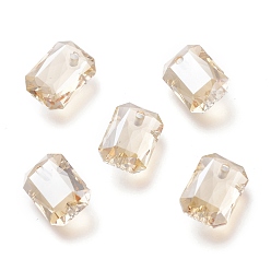 Золотая Тень Стеклянные стразы подвески, граненые, прямоугольные, золотые тени, 11.5x8x4.5 мм, отверстие : 1.4 мм