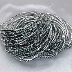 Изумруд Теннисные браслеты из латуни со стразами, эластичные браслеты для женщин, квадратный, изумруд, внутренний диаметр: 2-1/8 дюйм (5.25 см)