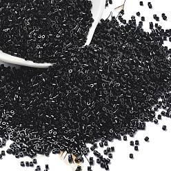 Черный Стеклянный бисер непрозрачных цветов, цилиндр, чёрные, 1.6x1.3 мм, отверстие : 0.8 мм, Около 60000 шт / фунт