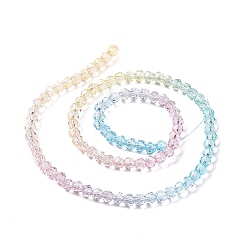 Light Sky Blue Transparent Glass Beads Strands, Segmented Multi-color Beads, Faceted(32 Facets), Round, Light Sky Blue, 4~4.5mm, Hole: 1mm, about 90~95pcs/strand, 13.98''(35.5cm)