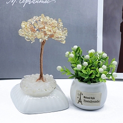 Желтый Кварц Украшения для скульптур из натурального желтого кварца, для домашнего офисного стола, дерево, 40~80x90~120 мм