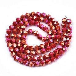 Red Electroplate Opaque Glass Beads Strands, AB Color Plated, Faceted, Round, Red, 5.5x5.5x5.5mm, Hole: 1mm, about 97~99pcs/strand, 20.87 inch~21.26 inch(53cm~54cm)