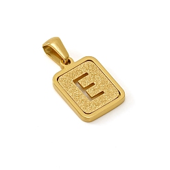 Letter E Шкентели нержавеющей стали, реальный 18 k позолоченный, прямоугольные, Письмо E, 15x12 мм