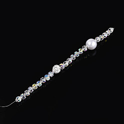 Прозрачный Нити бусин из акрила, стекла, АБС-пластика, жемчуга, сплава и полимерной глины с паве из стразов, баррель, для изготовления ювелирных изделий, граненые, прозрачные, 7.2~7.5x4.5~5.5 мм, отверстие : 1.2 мм, около 23 шт / нитка, 7.09~7.28'' (18~18.5 см)