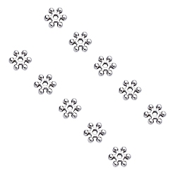 Stainless Steel Color 304 Stainless Steel Spacer Beads, Snowflake, Stainless Steel Color, 9x2mm, Hole: 2mm, 10pcs/box