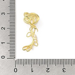 Chapado en Oro Real 18K Enchapado en rejilla 925 fianzas para picahielos de plata de ley, hoja, real 18 k chapado en oro, 26x9.5 mm, agujero: 7x5 mm, pin: 0.9 mm