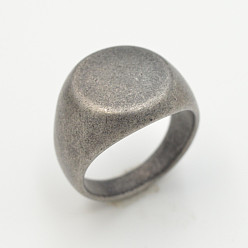 Античное Серебро 304 палец кольца из нержавеющей стали, плоско-круглые, античное серебро, размер США 8 (18.1 мм)