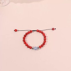 Синтетическая Бирюза Спортивные браслеты из синтетических бирюзовых и пластиковых бусин, плетеные из бусин, Регулируемые браслеты из плетеной нейлоновой нити для женщин и мужчин, сияющий футбол и сердце