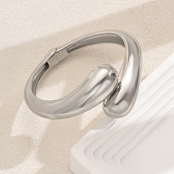 Серебро Элегантные браслеты из цинкового сплава на петлях для женщин, слеза, серебряные, внутренний диаметр: 2-3/8 дюйм (6 см)