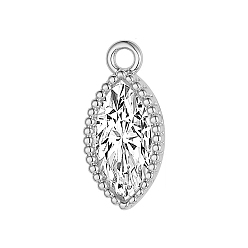 Платина Латунные микро проложить кубического циркония подвески, лошадиный глаз , платина, 13x7x3.4 мм