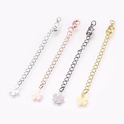 (52) Непрозрачная лаванда Латунный удлинитель цепи, с карабин-лобстерами , без кадмия, без никеля и без свинца, долговечный, клевер, разноцветные, 70~75x3 мм, отверстия: 2.5 мм, застежки: 10x6x3 мм