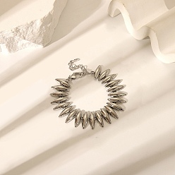 Нержавеющая Сталь Цвет 304 женские браслеты-цепочки со звеньями из нержавеющей стали, двухконусные, цвет нержавеющей стали, 7-3/8 дюйм (18.7 см)