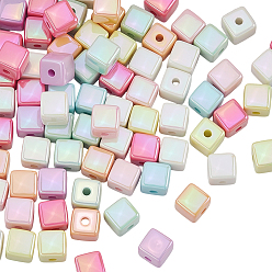 (52) Непрозрачная лаванда 100 шт. непрозрачные акриловые бусины с УФ-покрытием, кубические, разноцветные, 8.5x9x9 мм, отверстие : 2.2 мм