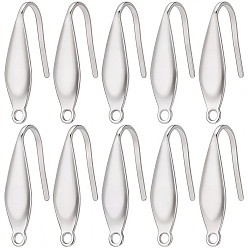 Нержавеющая Сталь Цвет 80 шт 316 хирургические крючки для серег из нержавеющей стали, провод уха, цвет нержавеющей стали, 20x4.5x1 мм, отверстие : 1.2 мм, штифты : 0.8 мм