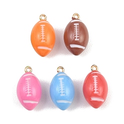 (52) Непрозрачная лаванда Эмалевые подвески из сплава регби, золотые, разноцветные, 17x10x9.5 мм, отверстие : 1.2 мм