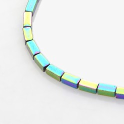 Rainbow Plated Electroplate Non-magnetic Synthetic Hematite Cuboid Beads Strands, Rainbow Plated, 3x1x1mm, Hole: 0.5mm, about 135pcs/strand, 17.7 inch