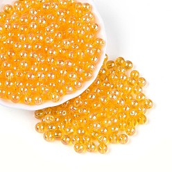 Золотистый Прозрачное стекло Бисер, остекление стиль, круглые, золотые, 6 мм, отверстие : 1.2 мм, Около 1500 шт / фунт