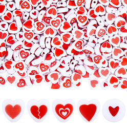 Красный 600 непрозрачные акриловые бусины, сердце, красные, 7~8.5x7~8.5x4 мм, отверстие : 1.5~1.8 мм