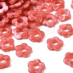Красный Прозрачные акриловые бусины, цветок, два тона, красные, 14x14.5x4 мм, отверстие : 1.6 мм, Около 1000 шт / 500 г