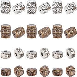 Mixed Color 40Pcs 2 Style CCB Plastic Beads, Flat Round & Column, Mixed Color, 13x7.5mm, Hole: 3.5mm