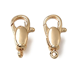 Real 18K Gold Plated Brass Lobster Claw Clasps, Oval, Nickel Free, Real 18K Gold Plated, 10.5x5x3mm, Hole: 0.7mm
